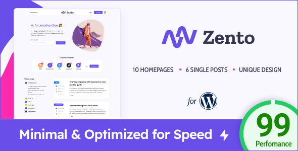 Zento 1.4.7 - Modern & Lightweight Blog for WordPress
