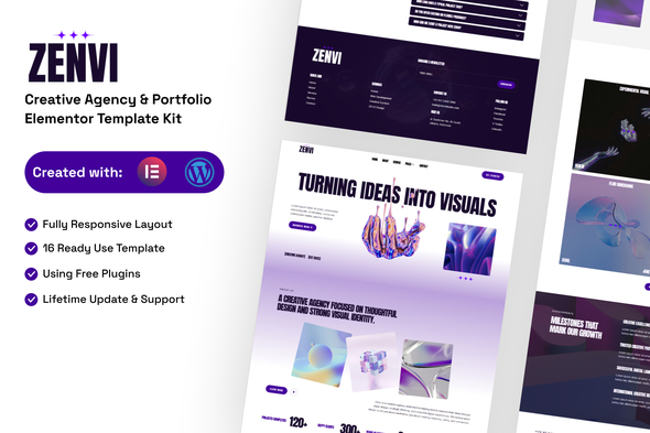Zenvi - Creative Agency & Portfolio Elementor Template Kit