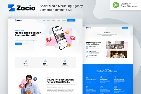 Zocio  Social Media Marketing Agency Elementor Template Kit