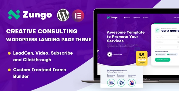 Zungo 1.0.4 - Creative Consulting Business WordPress Landing Page Theme