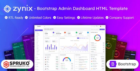 Zynix - Bootstrap Dashboard HTML Template